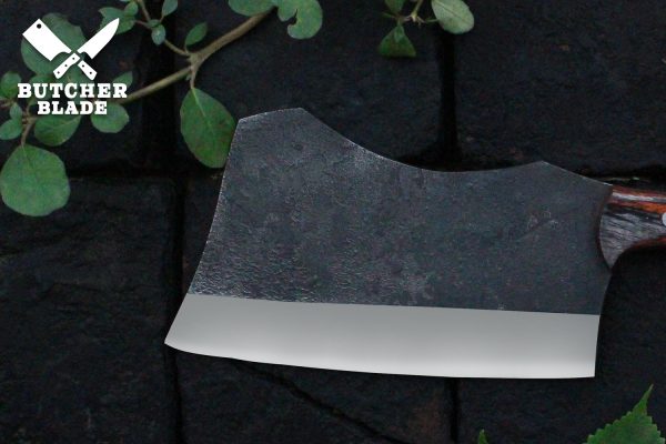 bushcraft knife, cleaver knife carbon steel knife, hanmade bushcraft knife, with leather sheath